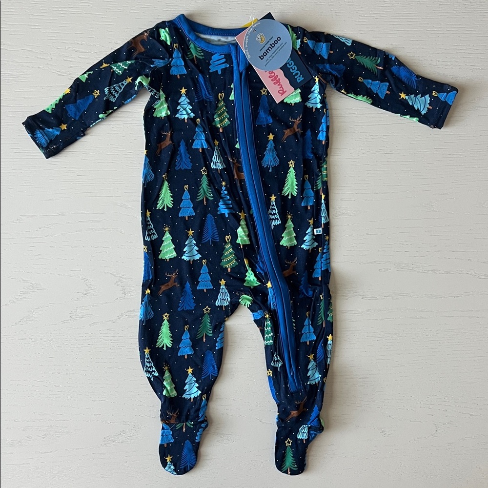 🎄Rufflebutts Ruggedbutts Bamboo Baby Boy Christmas Holiday Footie 0-3 3-6 months